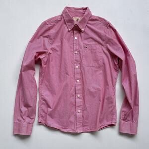 Vtg Y2K HOLLISTER Red Striped Button Up Long Sleeve Shirt / Sz L / Preppy